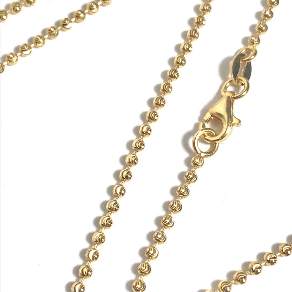 22 In or 30 In Diamond Cut Bead Chain 925 Silver